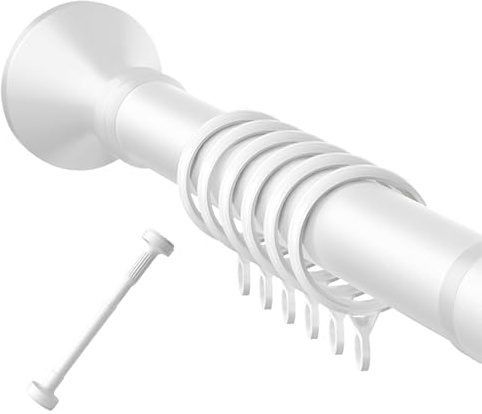 Adjustable Curtain Rails Extendable Curtains Poles 70-120 cm 110-200 cm 360-450 cm Telescopic Shower Curtain Track No Screws for Kitchen, Closet, Bedroom, Doorway(360-450cm)