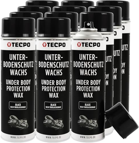 TECPO Cera protettiva per sottoscocca spray, 12 x 500 ml, protezione per sottoscocca cera, protezione anticorrosione