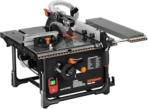 DOVAMAN DTS02M Tischkreissäge, 98% Staubabsaugrate, 2000W mit 216mm Sägeblatt, Sanftanlauf-Technologie, 0-45° Gehrungsschnitt, 45-60mm Schnitttiefe, Mini Tischkreissäge Ideal für Holzarbeiten & DIY