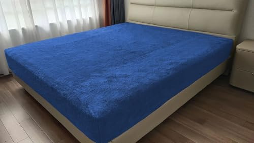 John Aird Teddy Fleece Fitted Bed Sheet Soft Warm Fluffy Thermal Bedding (Blue, Single)
