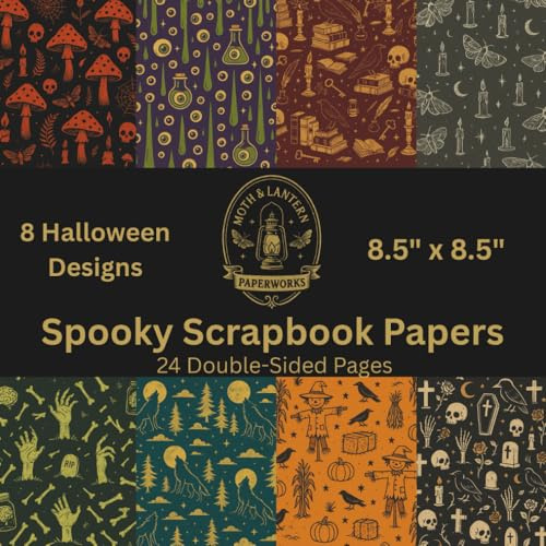 Spooky Scrapbook Papers | Moth & Lantern Paperworks: Witchy Nocturne Craft Pad For Scrapbooking, Mixed Media, Halloween Decoupage, Junk Journals & ... skulls, pumpkins, ooze and crows - ravens