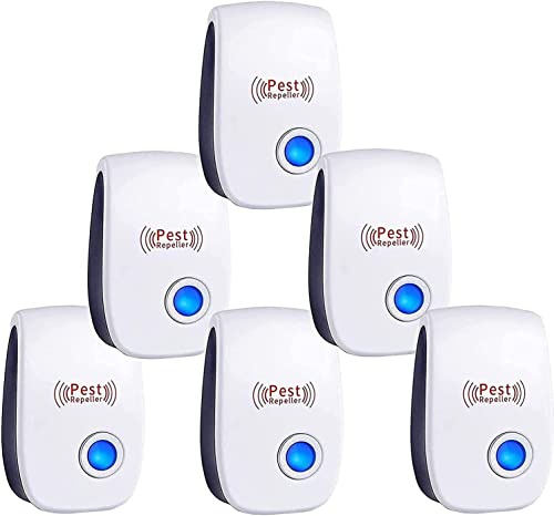 Ultraschall Schädlingsbekämpfer, 6 Stück Elektronische Insektenschutzmittel & Moskitoschutz Innenräumen, Pest Control Repeller für Moskito, Kakerlake, Mäuse, Spinnen, Fliegen