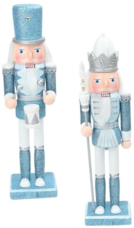 Alipis 2pcs Blue Wooden Nutcracker Soldiers Christmas Ornaments Festive Holiday Decor for Tables Shelves Craftsmanship Inspiring Imaginative Play and Warm Home Atmosphere