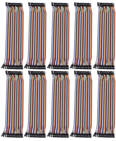 SMASOLO 40p Breadboard Jumper Wire Ribbon Cable 20cm Female to Female Connector 10pcs Multicolored Solderless Wire Kit for Electronics Diy and Prototyping