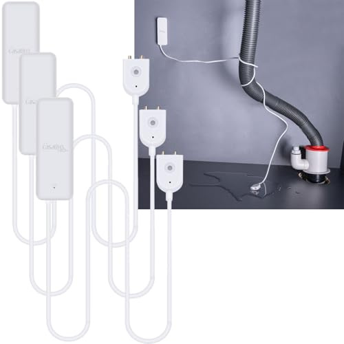 Casativo 3er-Set WLAN-Wassermelder mit externem Sensor, Weiss, Wassersensor für Tuya oder SmartLife App, weltweite Benachrichtigung, Alarmfunktion