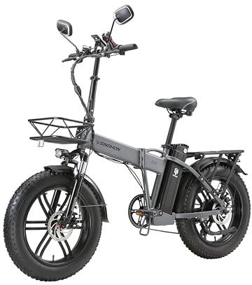 KIMDYMA E-Bike Aluminiumlegierungsrahmen Elektrofahrrad mit E-Bike Klapprad 20 Zoll Fat Tire, 48V18Ah Lithium-Akku für Lange Reichweite bis 100KM, 7-Gang-All-Terrain Ebike Herren für Urban & Outdoor