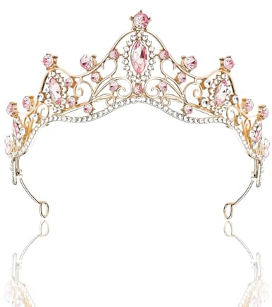 OIXEYA Krone Mädchen, Diadem, Krone Damen, Krone Rosa Mädchen, Kristall-Tiara Süße Krone Prinzessin, Für Kostüm, Hochzeit, Abschlussball, Geburtstag, Festzug, Haarschmuck, Geschenk, Schmuck (Rosa)