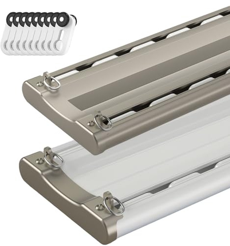 Binario per tenda in alluminio resistente, doppio binario 100-500 cm, asta per tenda a 2 vie, per casa, hotel, divisorio (champagne, 440 cm)
