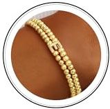 Turandoss Armband mit Buchstaben Armband E Damen Gold Perlen Armbänder Mädchen Perlenarmband Damen Geschenke für Frauen Mädchen Freundin Geburtstag Schmuck