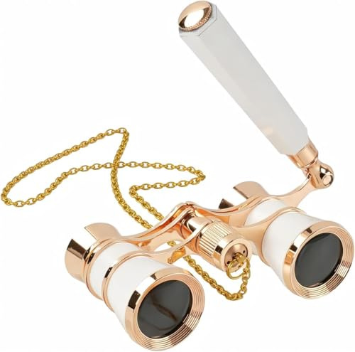 Faltbares Opernglas - 3x25 Theaterglas, Vintage Theater- und Konzertfernglas, Fernglas Concert Portable Compact Lightweight für Damen und Mädchen, für Konzert, Oper, Vintage Events, Weiß