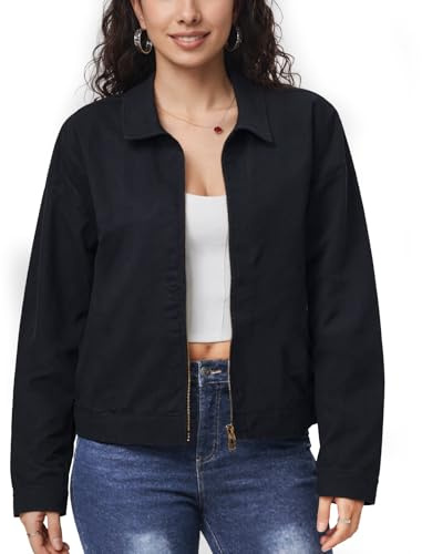 vittorio y Giacca Donna Casual con Zip Giubbotto Corto in 100% Cotone Stile Moderno per Primavera