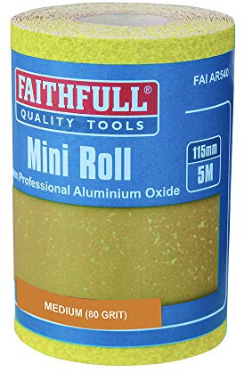Faithfull FAIAR580Y 5M Medium (80 Grit) Sandpaper Roll Yellow (Std) 115mm x 5M