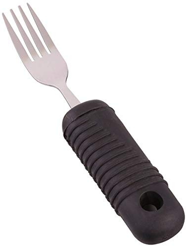 Fourchette Sammons Preston Sure Grip, cuillère en acier inoxydable avec épaisse poignée en caoutchouc nervurée, facilitant la prise en main, ustensile de diamètre 3.8cm.