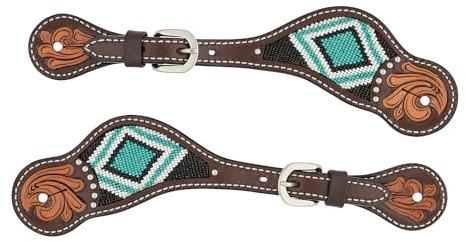 Weaver Leather 45-0426, Cinghie sperone da Donna Perline turchesi, Olio Scuro, Ladies
