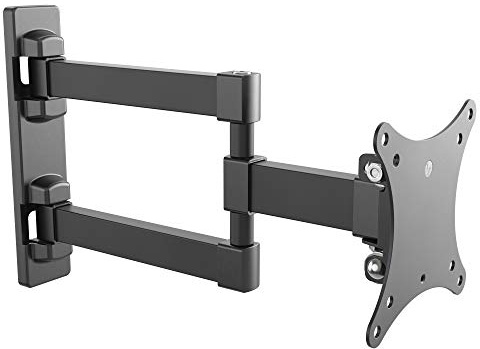 RICOO Monitor Mount Tilt Swivel S7711 Wall Bracket Universal LED Curved QLED QE LCD Riser Flexible Office Adjustable Arm Mounting System 13 - 27 Inch VESA 75x75 100x100 Black