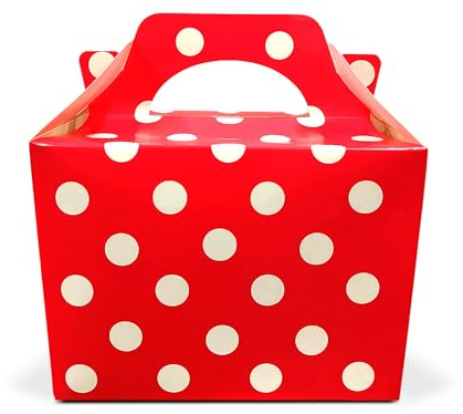 Lotus 30 x prickig design festlådor för barn/barn bära mat måltid rolig picknick födelsedag bröllopsgåva/baby shower fest halloween bus eller godis låda lotväska (röd)