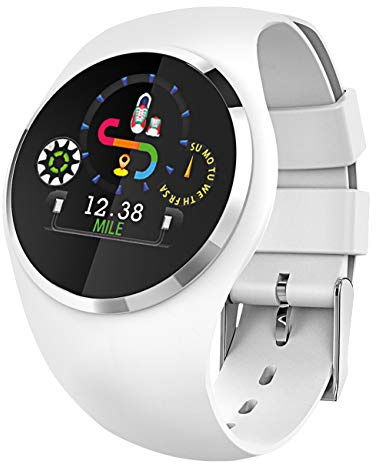 Fitness Tracker med puls blodtryck sömn steg färgdisplay med animation smartwatch armband klocka – 9703 Weiß