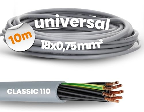 Lapp 10m Ölflex Classic 110 Steuerleitung 18G0,75 mm² PVC Kabel 18-adrig | Ölbeständiges Mantelkabel für Elektroinstallation - Flammwidriges 18x0,75 mm² Steuerkabel für feste Verlegung - Grau