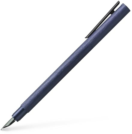 Faber-Castell - Füller Neo Slim Aluminium, Feder F, Dunkelblau | Füllfederhalter mit Edelstahlfeder und Patronen-Konvertersystem