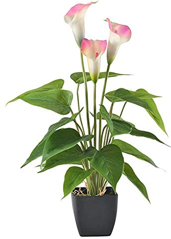 Künstliche Calla-Lilien-Realistische Latex Blumen Brautstrauß künstliche Blumen Real Touch Blumen Künstliche Topfpflanze Gefälschte Calla-Lilie für Outdoor Indoor Garten Innenhof Heim Innendekoration