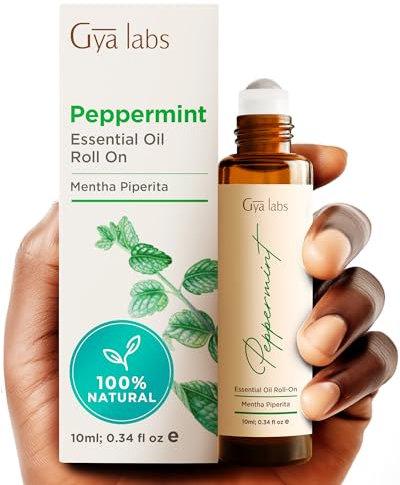 Gya Labs Peppermint Essential Oil Roll on - Cooling Relief for Head Comfort, Motion Ease, Pure Peppermint Oil Roll on, 100% Pure and Natural Aromatherapy Oil, Travel Size, Alcohol Free (10ml)
