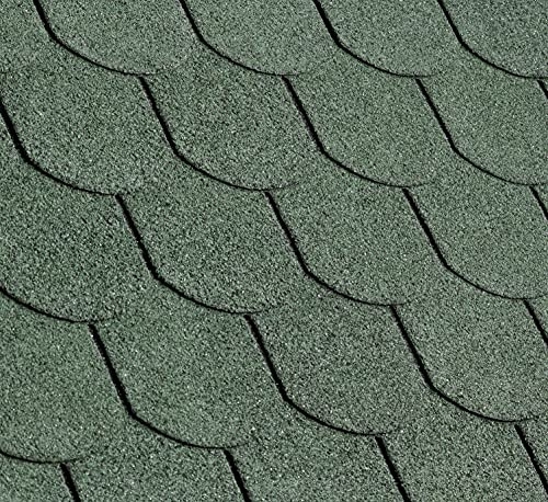 Gartenwelt Riegelsberger Bitumenschindeln Biberschwanz Grün 3 m² | Premium-Dachschindeln mit Glasvlieseinlage | Wetterfest & UV-beständig | Für Gartenhaus, Pavillon, Carport & Vordach