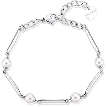 Brosway Bracciale Donna, Bracciale Rigido in Acciaio e Perle | Collezione Affinity - BFF164