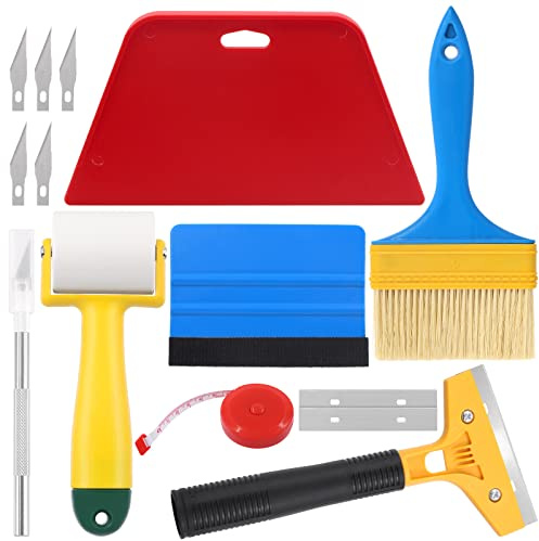 Glarks 14-Piece Wallpaper Tool Kit: Squeegee, Seam Roller, Brush, Craft Knife, Tape Measure - Ideal for Wallpaper & Contact Paper Application