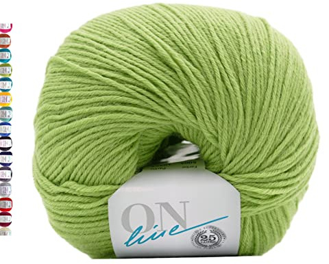 Online Sockenwolle 6-fädig einfarbig grün | Strumpfwolle Supersocke 6-fach 321 Merino Uni | dickes Sockengarn mit Merinowolle zum Stricken und Häkeln (5005 Limette)