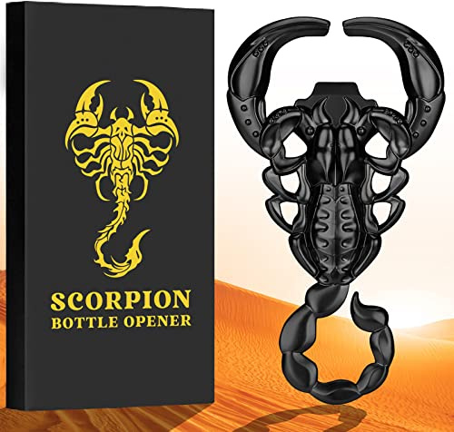 LULLEA Skorpion Bier Flaschenöffner, Skorpion Geschenke für Männer, Personalisierte Geschenke Männer, Vatertagsgeschenk, Weihnachtsgeschenke, Geburtstagsgeschenk für ihn, Ehemann Opa Freund, Schwarz