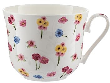 Jameson & Tailor Gobelet de 480 ml en porcelaine végétalienne brillante avec fleurs de tige