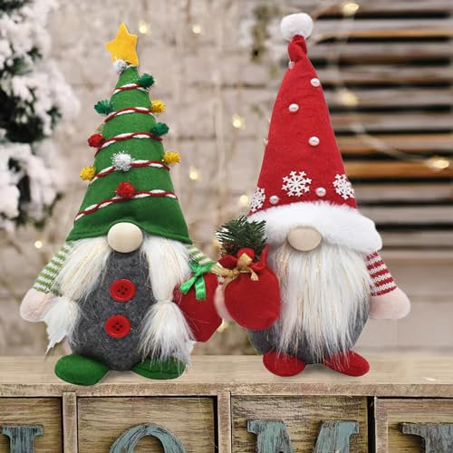 HNLMZ Gnomo di Natale,2 Pezzi Decorazioni Natalizie Gnomi Gnomo di Peluche per Decorazioni Natalizie per Albero Natale Tavolo Camino,31 cm x 16 cm