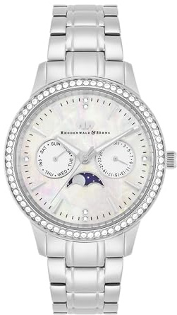 Rhodenwald & Söhne Damen Uhr analog Quarzwerk Multifunktion(en) mit Edelstahl Gliederarmband 3 ATM - verziert mit Kristallen