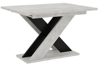 PROROOM FURNITURE - Xara Table - Esstisch - Rechteckig - 120x90x75 cm - Ausziehbar auf 160 cm - Säulentisch - mit X-Gestell - Modern - für Esszimmer, Küche, Wohnzimmer, Salon - Schwarz