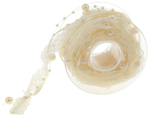 Geschenkband, Geschenkband für Weihnachten, 5 m Spitzenband, künstliche Perlen, Perlenband, Weihnachtsband, Hochzeit, Blume, Weihnachtsbaum, Dekoration, Basteln, Verpackung, Valentinstag, Geschenkpapi