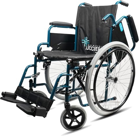 Ucciero®️ Sedia a Rotelle Pieghevole e Leggera ad Autospinta - Carrozzina per Disabili e Anziani dotata di Braccioli e Pedane Modulari, Seduta Regolabile e Freno - mod. Medy (40,5 cm)