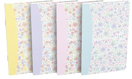 Oxford Notizheft Floral liniert, 9x14cm, 80 Seiten, Softcover, 4 Designs, 10 Stück