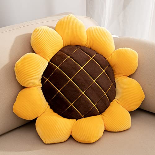 FSRONGXI Sunflower Pillow Floor Seating Cushion Mat Throw Pillow Yellow Cushions Decorative Pillows for Bed Car Couch Chair Sofa Office Girls Gifts 19In/48cm