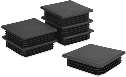 QWORK® Lamellenstopfen für Vierkantrohre, Endkappen für Rohre, Rohrstopfen Quadratisch, Stuhlbeine, Kunststoff, quadratisch, 80x80 mm, Schwarz, 6 Stück