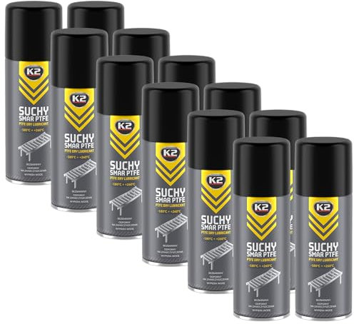 K2 Lubricante Grasa Seca con PTFE Pack de 12 Lubricación y Protección Contra Corrosión para Metales y Plásticos 400ML