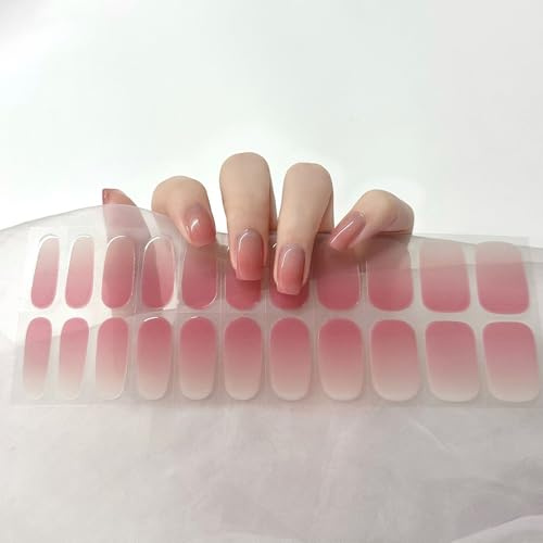 Boloshine Gel Semicurado de Pegatinas, 22Pcs Pegatinas Esmalte de Uñas de Calidad de Salón, Calcomanías Autoadhesivas Nail Wrap para Arte de Uñas DIY (Requiere Lámpara UV/LED) - Rubor Sueños