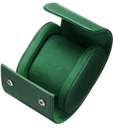 sourcing map Leather Watch Travel Case Single Watch Roll Storage Box Organizer for Men Women Holding Storaging Displaying, 1 Slot, Green