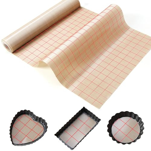 Silicone Baking Mat Roll 12IN*5FT Free Cutting, Non-Slip Pastry Mat, Non-Stick Reusable Air Fryer Liner, Oven Liners, Counter Mat, Freeze Dryer Mat, Easily Cut to Size Fit All Ovens Pans Tins Dishes