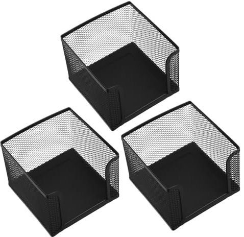 JEWEDECO 3stücke Teiliges Eisen-mesh Notizbox Eleganter Schreibtisch-organizer Für Notizpapier Und Stifte Praktische Bürozubehör Mit Einfachem Montage-design
