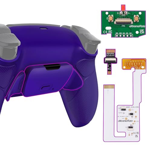 eXtremeRate Rise V3 Remap Kit per ps5 Controller BDM-030/040/050,Back Button Levette Posteriore per ps5 Joystick,Tasti Aggiuntivi&Cover Grip Gommato per Joypad,Senza Controller,Galactic Purple
