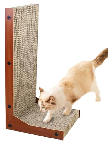 Rascador para gatos en forma de L, de cartón ondulado para gatos, entretenimiento para mascotas, para proteger muebles para dormitorio, balcón, estudio, sala de estar
