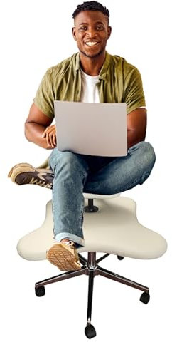 Kniestuhl Ergonomischer Ergonomischer mobiler Schreibtischstuhl mit gekreuzten Beinen, ergonomischer Bürostuhl mit gekreuzten Beinen, drehbar, Verstellbarer Kniestuhl mit Rückenlehne, 2-Sitz
