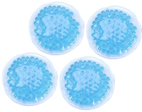 Healeved 4 Stück Runde Blaue Gelkompressen aus Pvc mit Kalt und Wärmetherapie 8cm für Physiotherapie und Zuhause zur Brustpflege