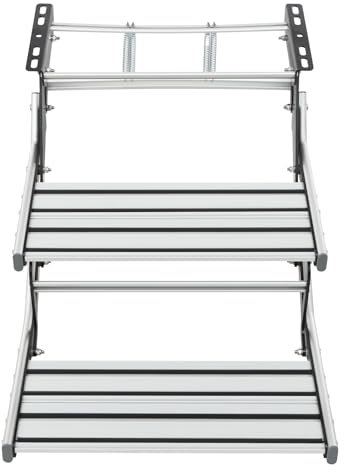 DCSYOG Wohnmobil-Stufen 2-stufig, Trittstufe Manuelle Einziehbare Wohnmobil-Treppe 200 kg Tragkraft Faltbar Aluminium Leiter Trittstufe, Wohnwagen Stufenbeschläge