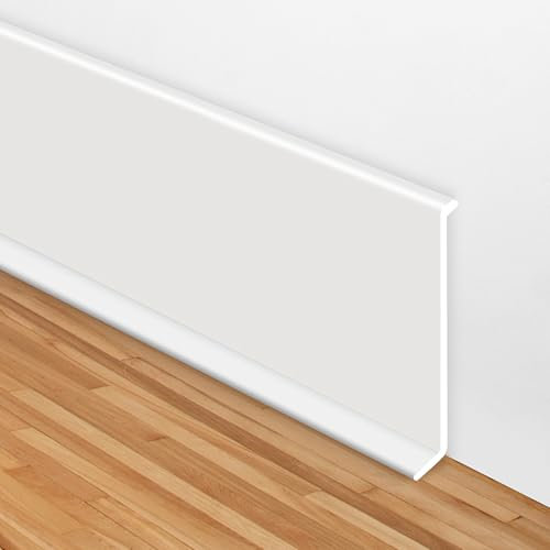 600cm*10cm Plinthe Souple Autoadhésive, PVC Plinthe Bois, Peel-And-Stick Plinthe Cuisine pour Murs, Sols, Soubassements de Murs(Blanc)